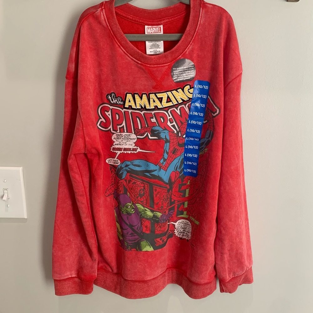 Marvel Vintage Red Spider-Man & Green Goblin Embroidered Graphic Crewneck NWT